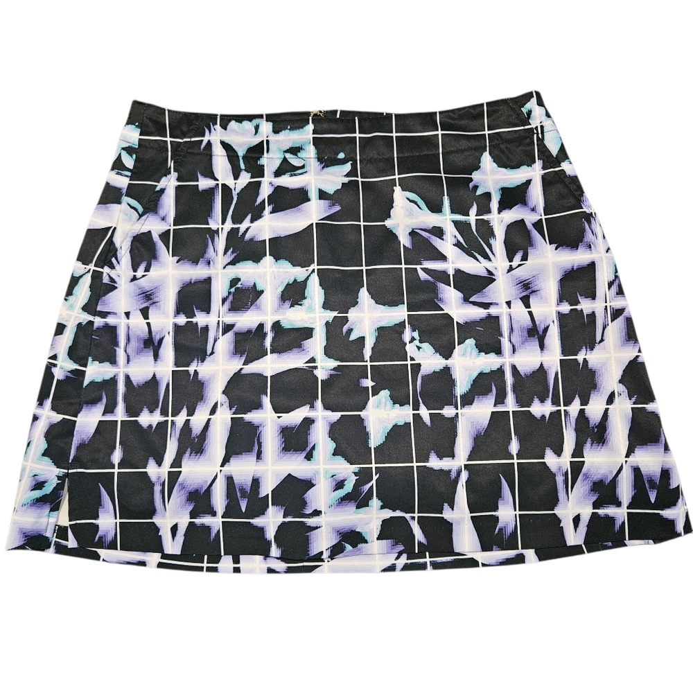 Lady Hagen Black & Purple Floral Windowpane Golf Skort - Size 6